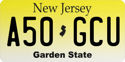 NJ license plate A50GCU