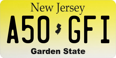NJ license plate A50GFI