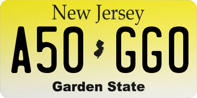 NJ license plate A50GGO