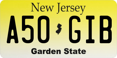 NJ license plate A50GIB