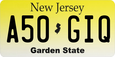 NJ license plate A50GIQ