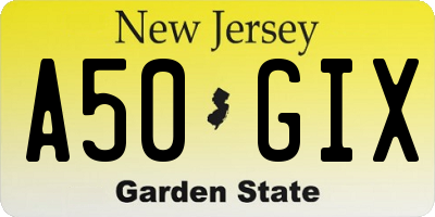 NJ license plate A50GIX