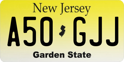 NJ license plate A50GJJ