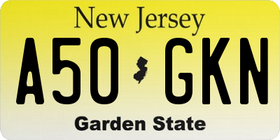 NJ license plate A50GKN