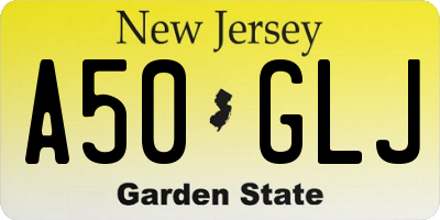 NJ license plate A50GLJ