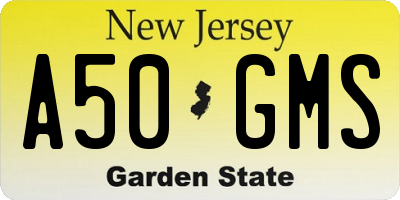 NJ license plate A50GMS