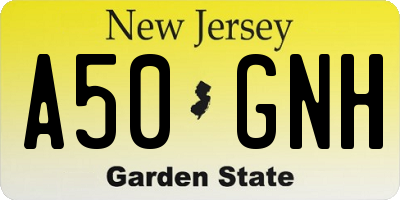 NJ license plate A50GNH