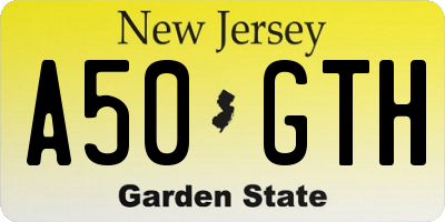 NJ license plate A50GTH