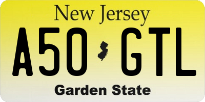 NJ license plate A50GTL