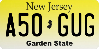 NJ license plate A50GUG