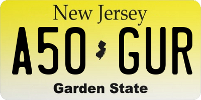 NJ license plate A50GUR