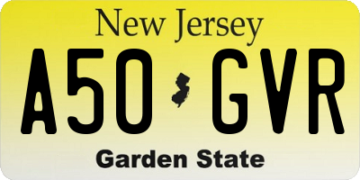 NJ license plate A50GVR