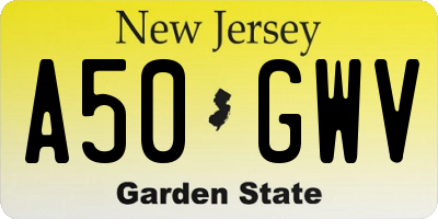 NJ license plate A50GWV