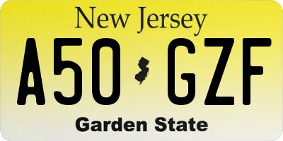 NJ license plate A50GZF