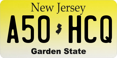 NJ license plate A50HCQ