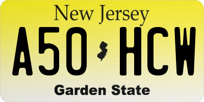 NJ license plate A50HCW
