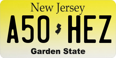 NJ license plate A50HEZ