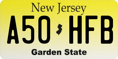 NJ license plate A50HFB