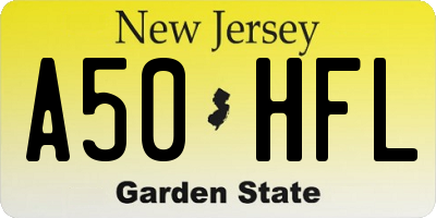NJ license plate A50HFL