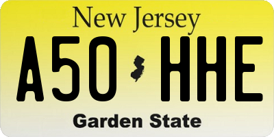 NJ license plate A50HHE