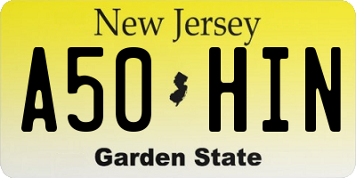 NJ license plate A50HIN