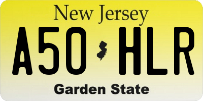 NJ license plate A50HLR