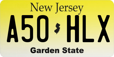 NJ license plate A50HLX