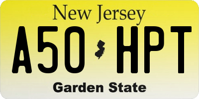 NJ license plate A50HPT
