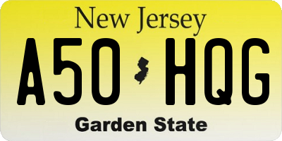 NJ license plate A50HQG