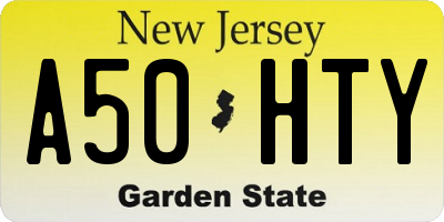 NJ license plate A50HTY