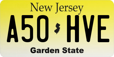 NJ license plate A50HVE