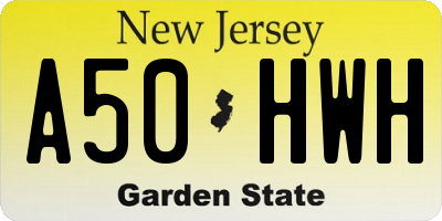 NJ license plate A50HWH