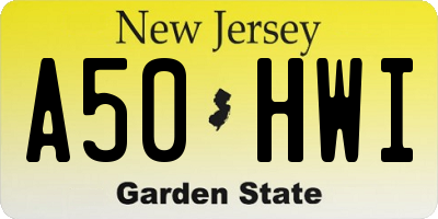 NJ license plate A50HWI