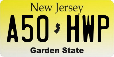 NJ license plate A50HWP