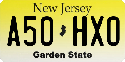 NJ license plate A50HXO