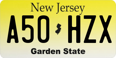 NJ license plate A50HZX