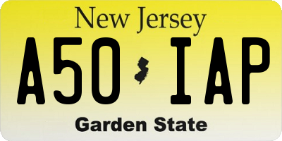 NJ license plate A50IAP