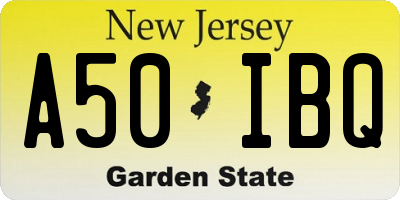 NJ license plate A50IBQ