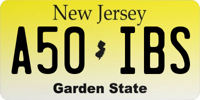 NJ license plate A50IBS