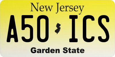 NJ license plate A50ICS
