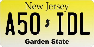NJ license plate A50IDL