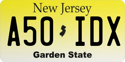 NJ license plate A50IDX