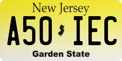 NJ license plate A50IEC