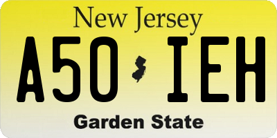 NJ license plate A50IEH