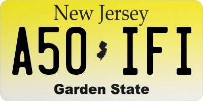 NJ license plate A50IFI