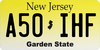 NJ license plate A50IHF
