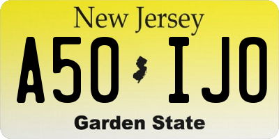 NJ license plate A50IJO