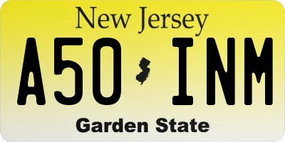 NJ license plate A50INM