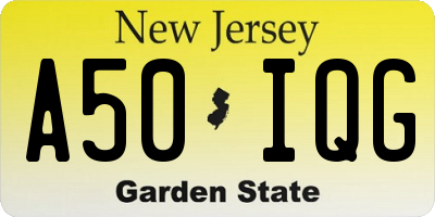 NJ license plate A50IQG