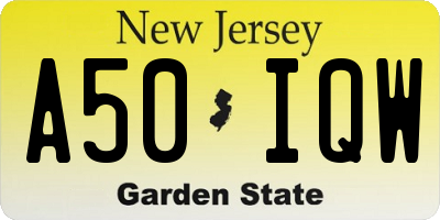 NJ license plate A50IQW